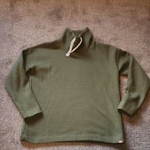 L.L. Bean Olive Waffle Knit Pullover